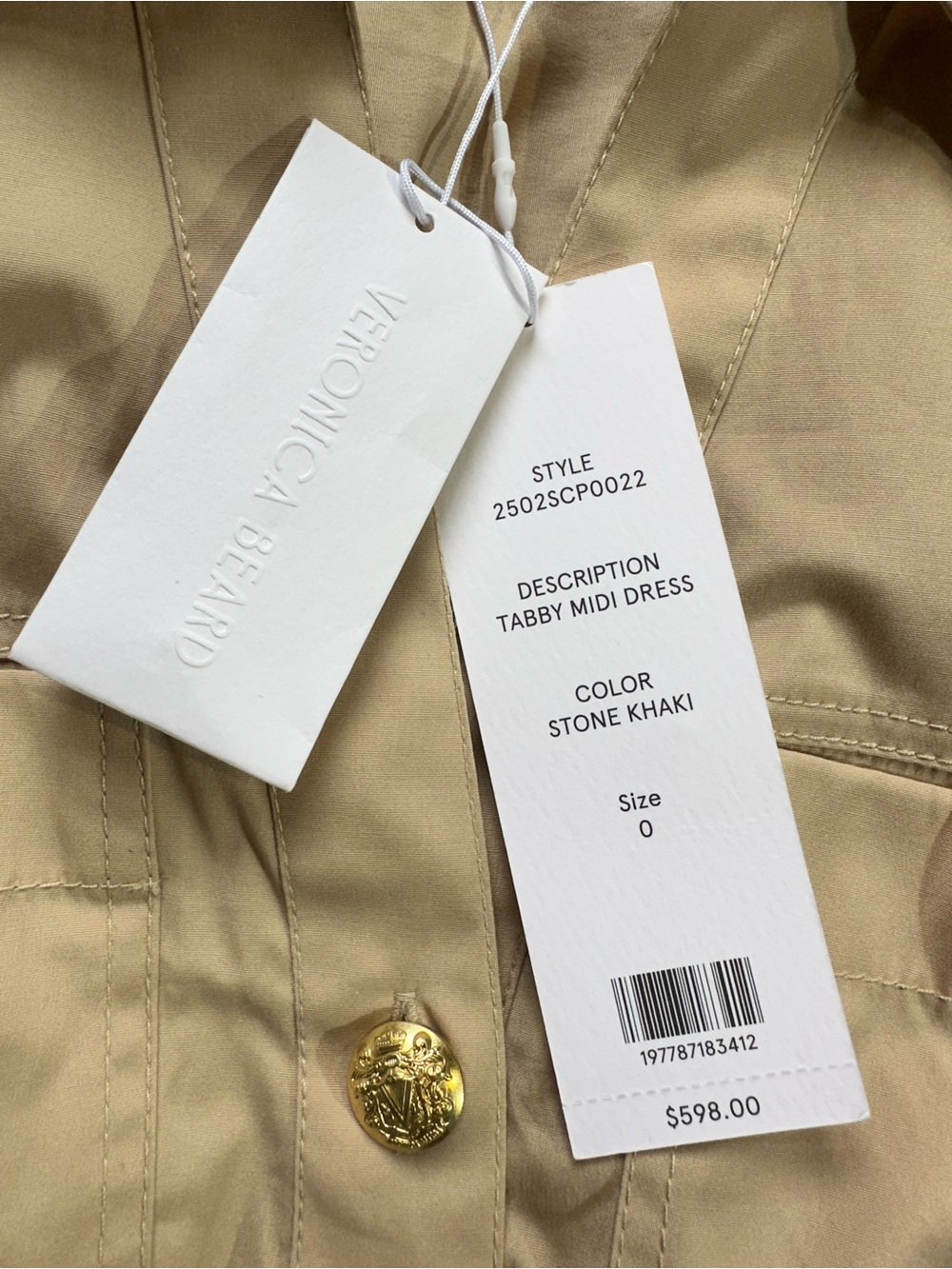Veronica Beard Tabby Midi Dress – Stone Khaki – Size 0 – NWT - Picture 3 of 16